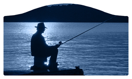 DASHELL-320-BL Gone Fishing (Dock) Blue